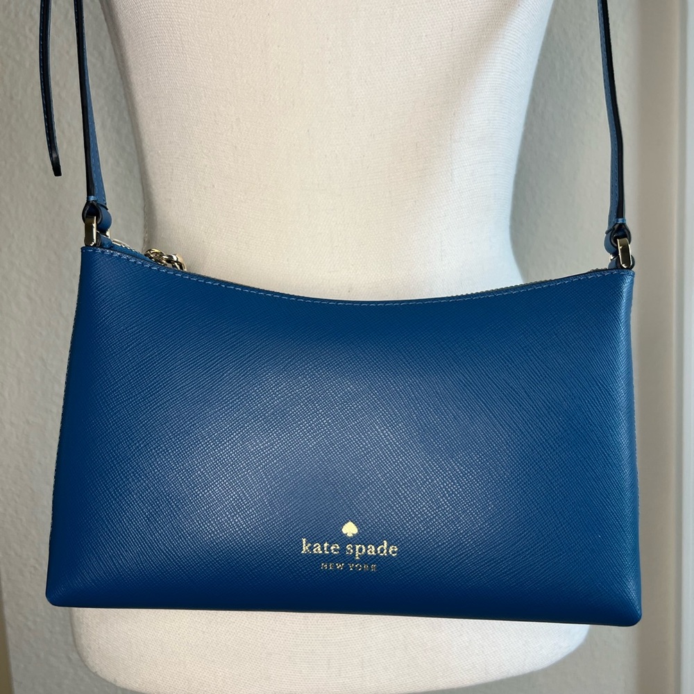 New Kate Spade Sadie Small Crossbody Bag Sapphire Blue Leather